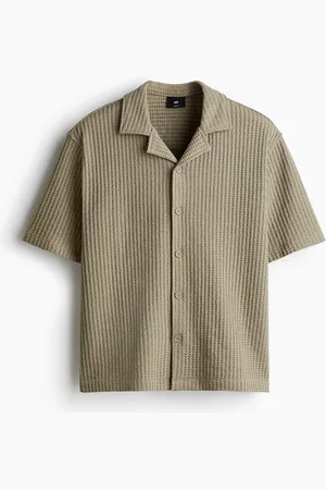 H&M Vaflet skjorte med korte ærmer Loose Fit