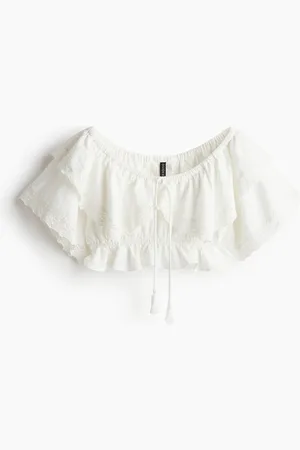 H&M Croptop med blondebånd