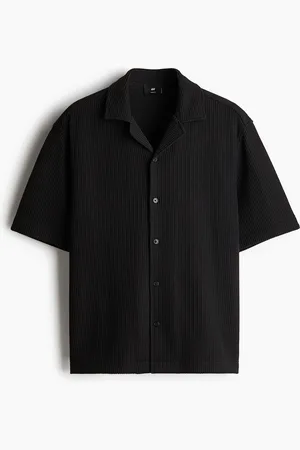 H&M Ribbet skjorte med korte ærmer Loose Fit