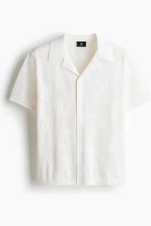 H&M Jacquardstrikket kortærmet skjorte Regular Fit