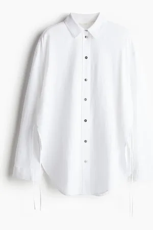 H&M Skjorte i hørblanding med bindedetalje