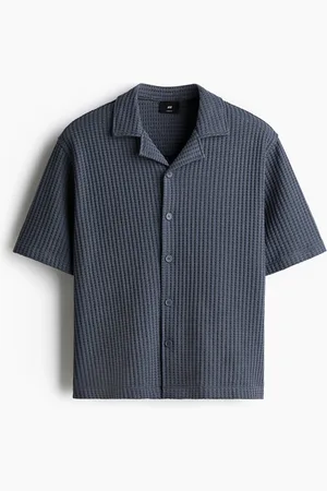H&M Vaflet skjorte med korte ærmer Loose Fit