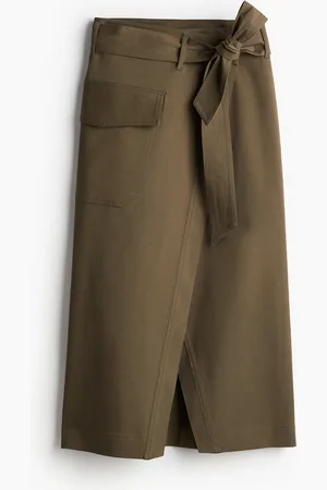 H&M Slå om-nederdel med bindebælte