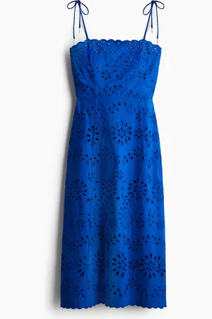 H&M Kjole i broderie anglaise med bindestrop