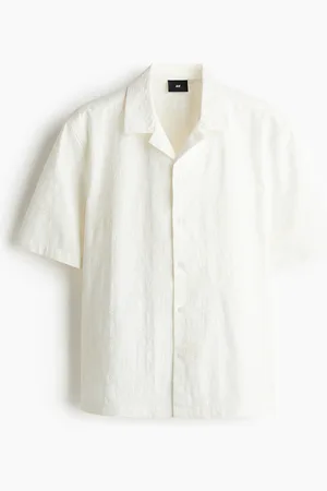 H&M Broderet skjorte med korte ærmer Regular Fit