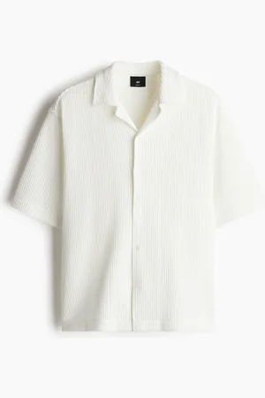 H&M Ribbet skjorte med korte ærmer Loose Fit