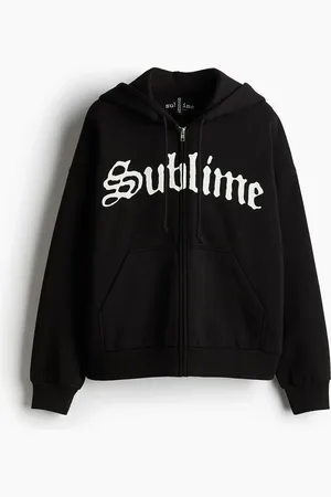H&M Oversized hoodie med lynlås og motiv