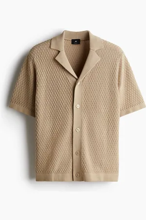 H&M Strukturstrikket kortærmet skjorte Regular Fit