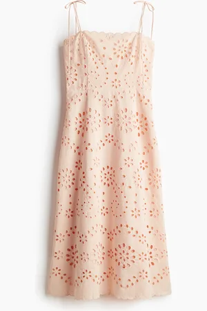H&M Kjole i broderie anglaise med bindestrop