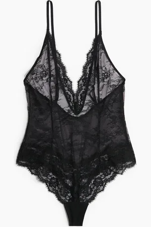 H&M Deep plunge-body i blonde med G-streng