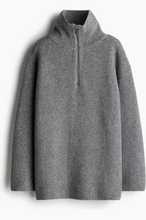 H&M Ribstrikket trøje med lynlås foroven