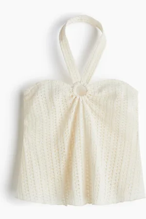H&M Halternecktop i pointellejersey