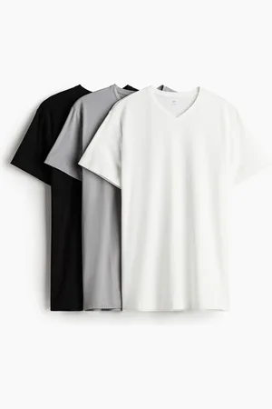H&M 3-pak T-shirt Slim Fit med V-udskæring