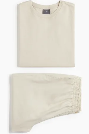 H&M Natsæt med T-shirt og shorts i hørblanding