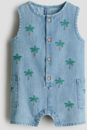 H&M Embroidery-detail romper suit - Blå