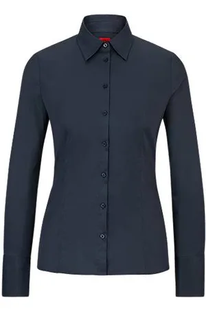 HUGO BOSS Bluse i figursyet pasform i poplin, der er nemt at stryge