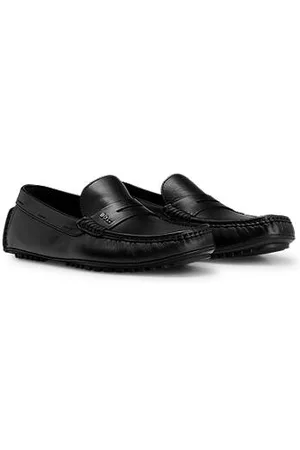 HUGO BOSS Mænd Flade sko - Driver-sole moccasins in leather with branded trim