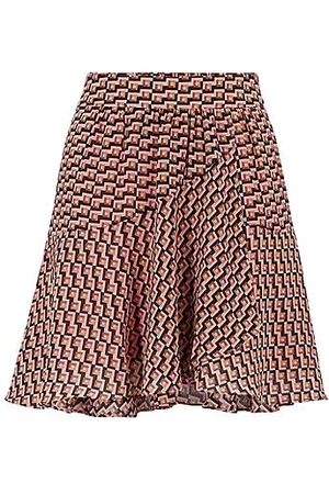 HUGO BOSS Kvinder Mønstrede nederdele - Wrap-front A-line skirt with geometric print