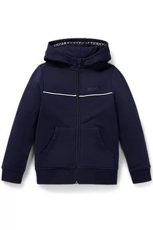 HUGO BOSS Kids' hooded loungewear jacket in stretch-cotton fleece
