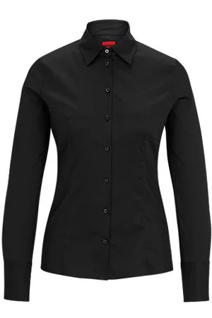 HUGO BOSS Bluse i figursyet pasform i poplin, der er nemt at stryge