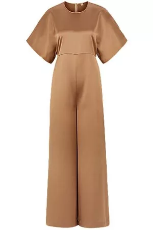 HUGO BOSS Short-sleeved slim-fit jumpsuit in satin