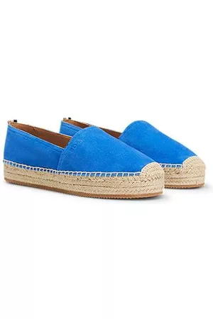 HUGO BOSS Goat-suede espadrilles with emed logo and jute sole