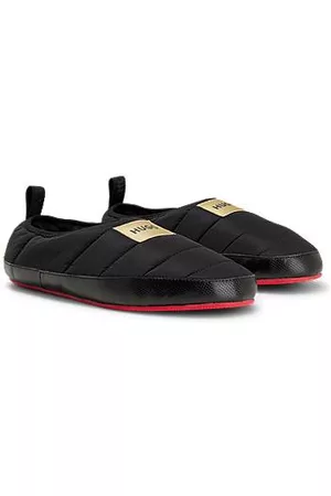 HUGO BOSS Mænd Casual sko - Logo-patch slippers with branded tape and contrasting outsole