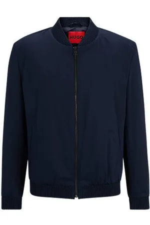 HUGO BOSS Jakke med slim fit i bomuld med stræk