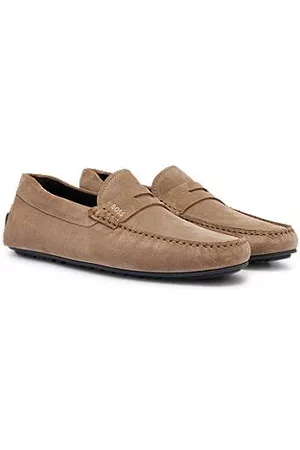 HUGO BOSS Suede moccasins with branded trim