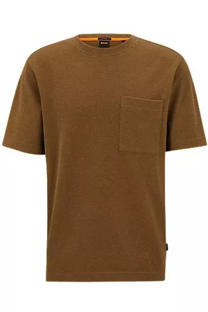 HUGO BOSS Mænd Kortærmede - Relaxed-fit cotton-blend T-shirt with waffle structure