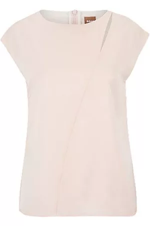HUGO BOSS Cap-sleeve top in stretch silk