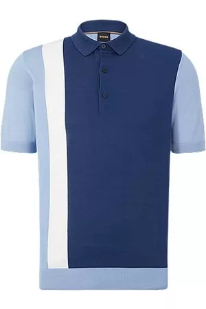 HUGO BOSS Short-sleeved sweater in pure silk with polo collar