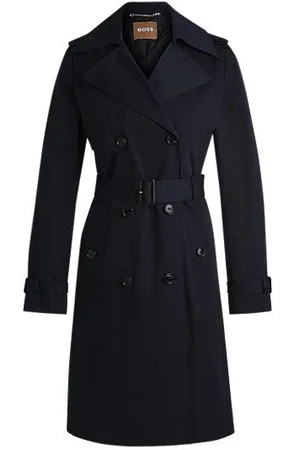 HUGO BOSS Dobbeltradet trenchcoat med bælte med spænde