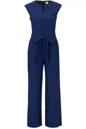HUGO BOSS Cap-sleeve jumpsuit with belted waist