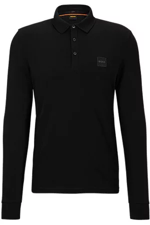 HUGO BOSS Mænd Poloer - Long-sleeved slim-fit polo shirt with logo patch