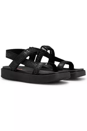 HUGO BOSS Kvinder Pumps - Platform sandals with branded webbing straps