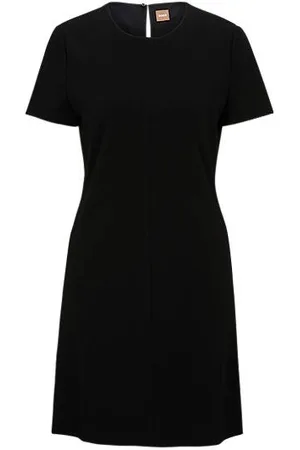 HUGO BOSS Kjole med slim fit og crew neck i stof med stræk