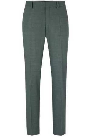 HUGO BOSS Mænd Slim bukser - Slim-fit trousers in a micro-patterned wool blend