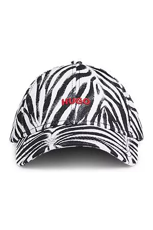 HUGO BOSS Kvinder Kasketter - Animal-print cap in cotton twill with embroidered logo