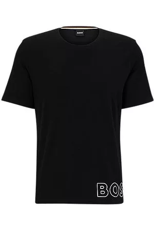 HUGO BOSS Mænd Pyjamas - Stretch-cotton pyjama T-shirt with outline logo