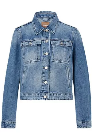 HUGO BOSS Kvinder Cowboyjakker - Regular-fit jacket in blue rigid denim