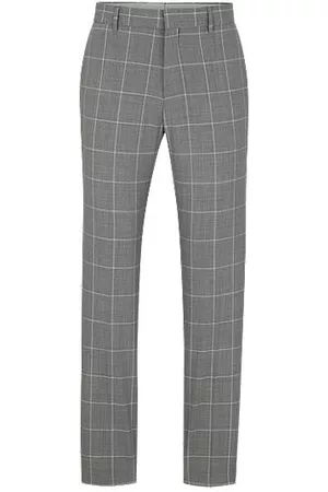 HUGO BOSS Mænd Slim bukser - Slim-fit trousers in checked stretch cloth