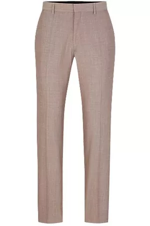 HUGO BOSS Mænd Slim bukser - Slim-fit trousers in virgin wool, Tussah silk and linen