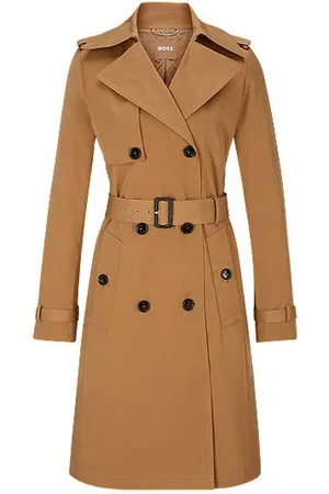 HUGO BOSS Dobbeltradet trenchcoat med bælte med spænde