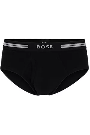 HUGO BOSS Underbukser med åben gylp i ribbet bomuld med logolinning