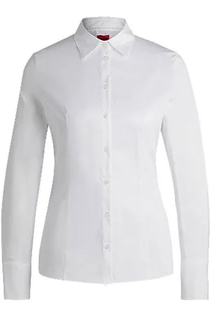 HUGO BOSS Bluse i figursyet pasform i poplin, der er nemt at stryge