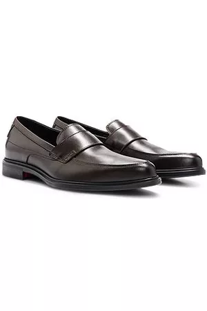 HUGO BOSS Mænd Flade sko - Nappa-leather loafers with stacked logo trim