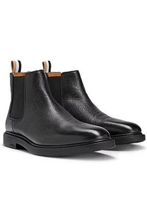 HUGO BOSS Mænd Støvler - Grained-leather Chelsea boots with logo-trimmed sole