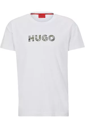 HUGO BOSS Mænd Pyjamas - Relaxed-fit pyjama T-shirt with paisley-print logo