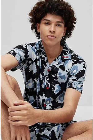 HUGO BOSS Mænd Pyjamas - Abstract-floral-print pyjamas in stretch cotton